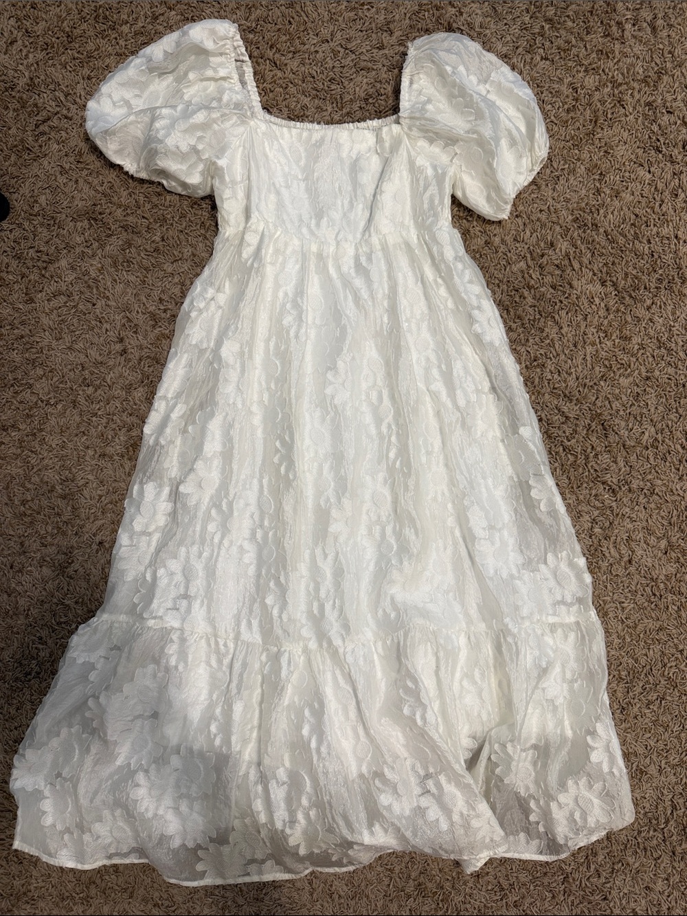 Womens White Puff-Sleeve Lace Dress Dillard’s